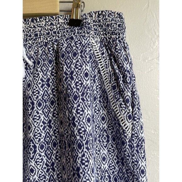 Briggs Blue White Ikat Linen Rayon Blend Drawstring Shorts Size XL - Picture 7 of 10